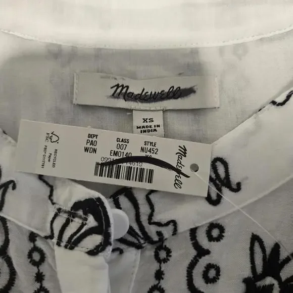 MADEWELL Embroidered Poplin Shirred Button-Up Shirt Size XS NWT MSRP $148 - Picture 8 of 9